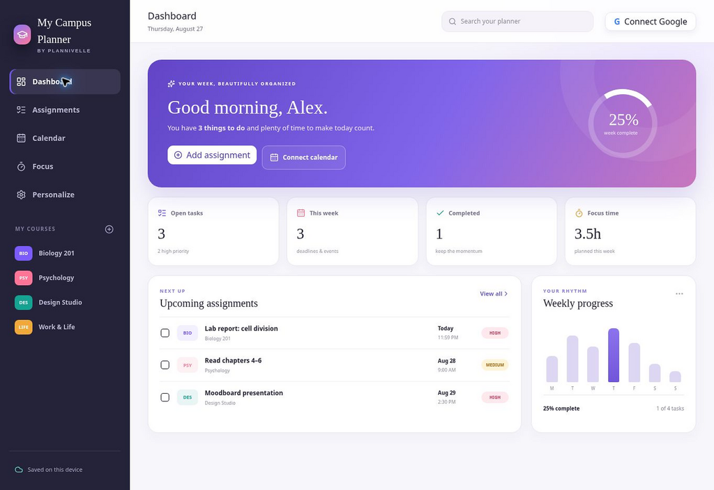 Plannivelle Campus Sync Planner