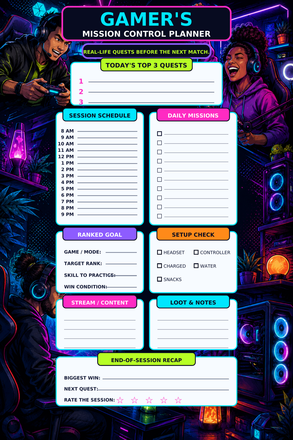 Control de Misiones para Gamers