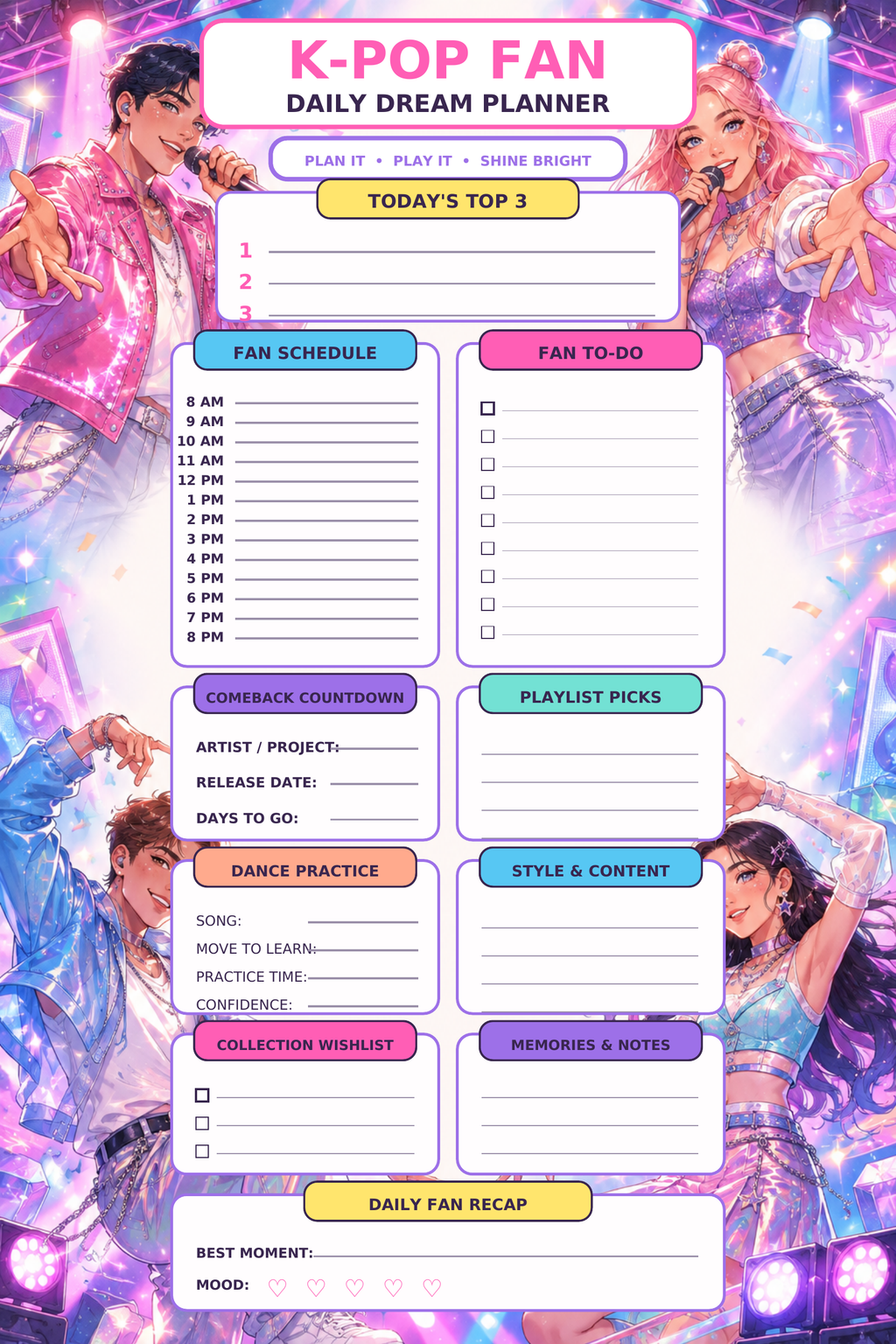 Agenda quotidien de rêve pour les fans de K-Pop