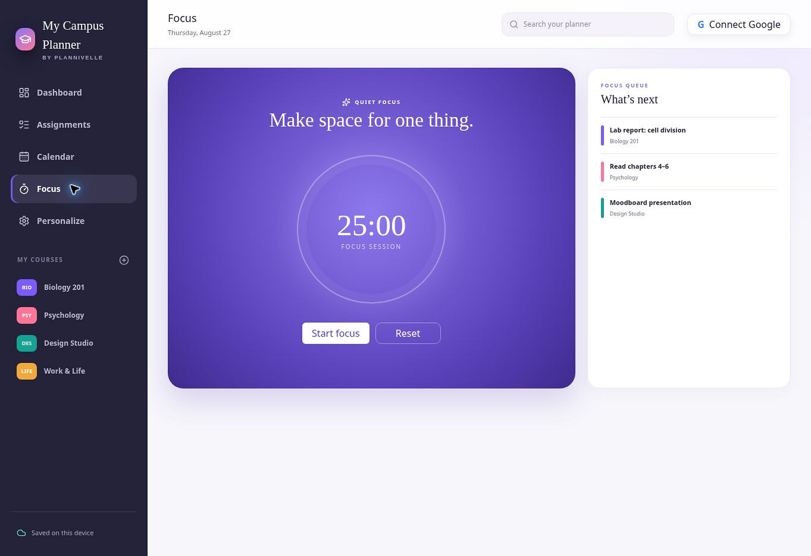 Plannivelle Campus Sync Planner