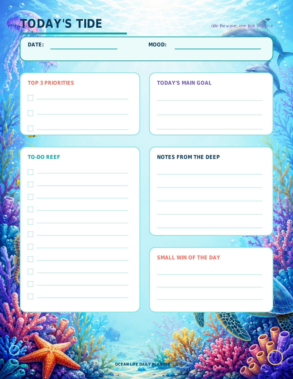 Ocean Life Daily Planner
