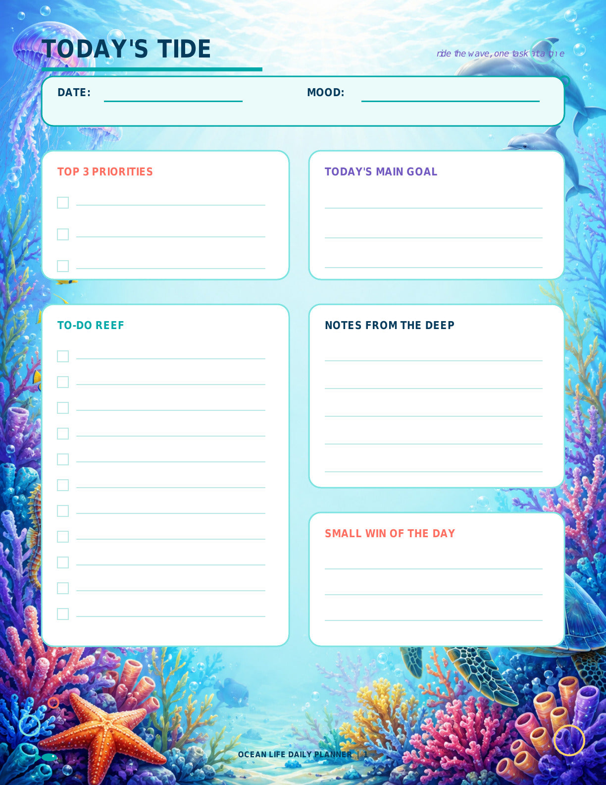 Ocean Life Daily Planner