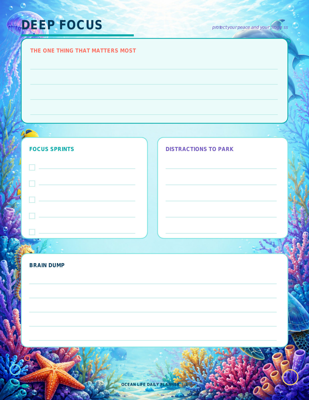 Ocean Life Daily Planner