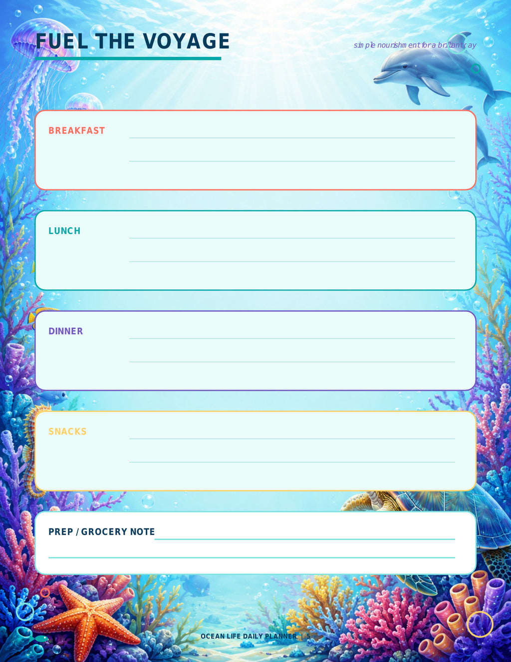 Ocean Life Daily Planner
