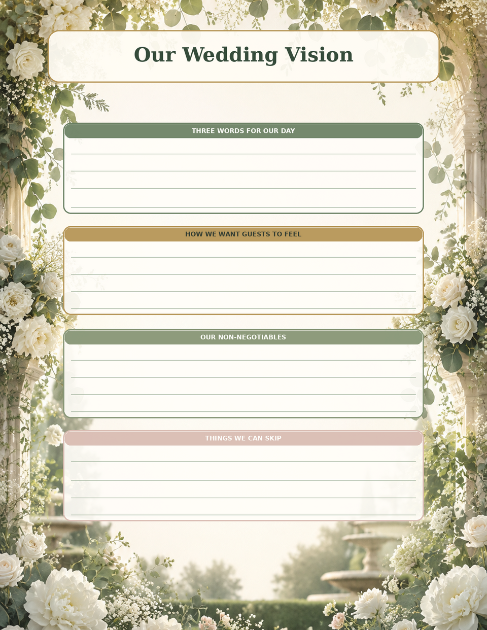 Planificateur de mariage Romance du jardin des Sages