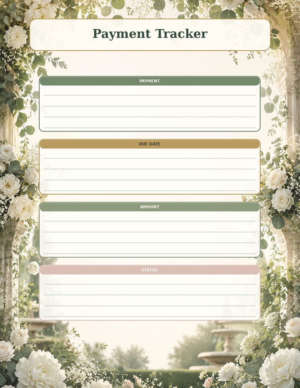 Planificateur de mariage Romance du jardin des Sages
