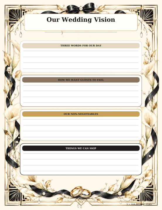 Planificateur de mariages Thème Champagne Minuit