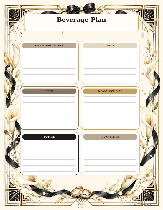 Planificateur de mariages Thème Champagne Minuit