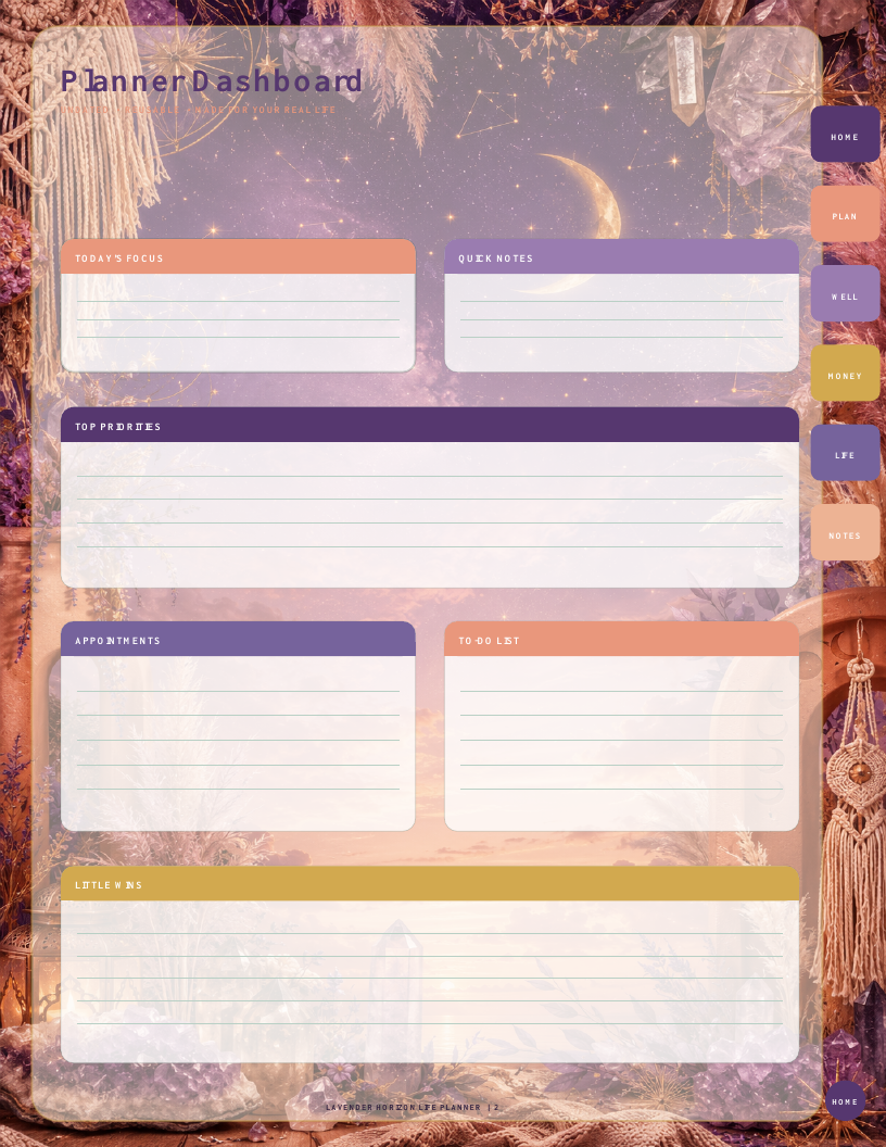 Lavender Horizon Life Planner