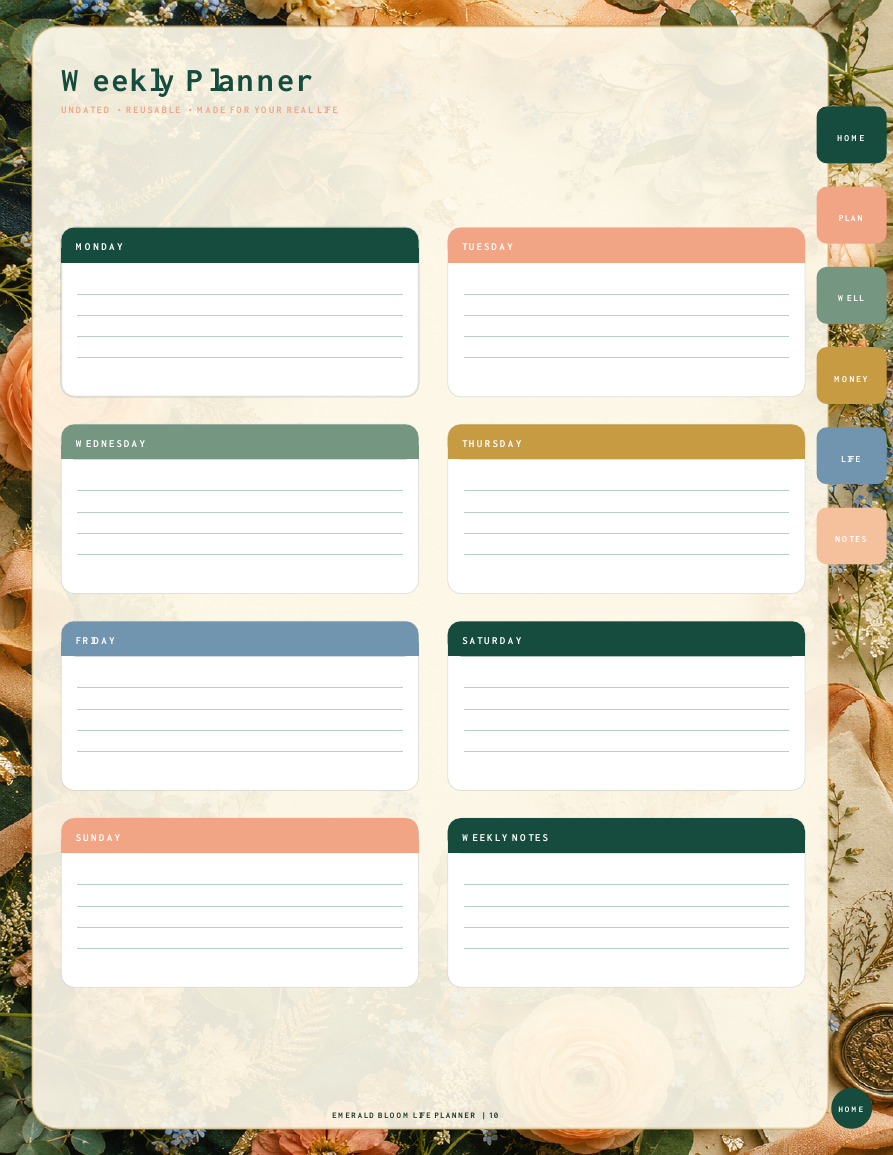 Emerald Bloom Life Planner