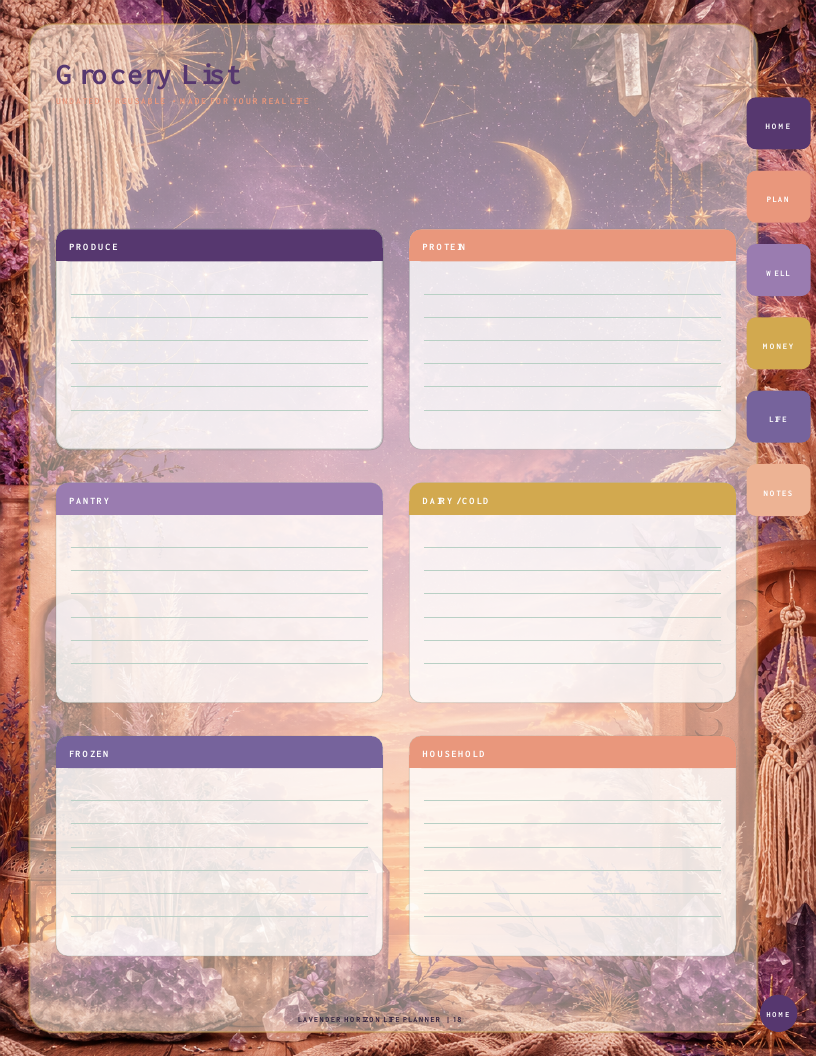 Lavender Horizon Life Planner
