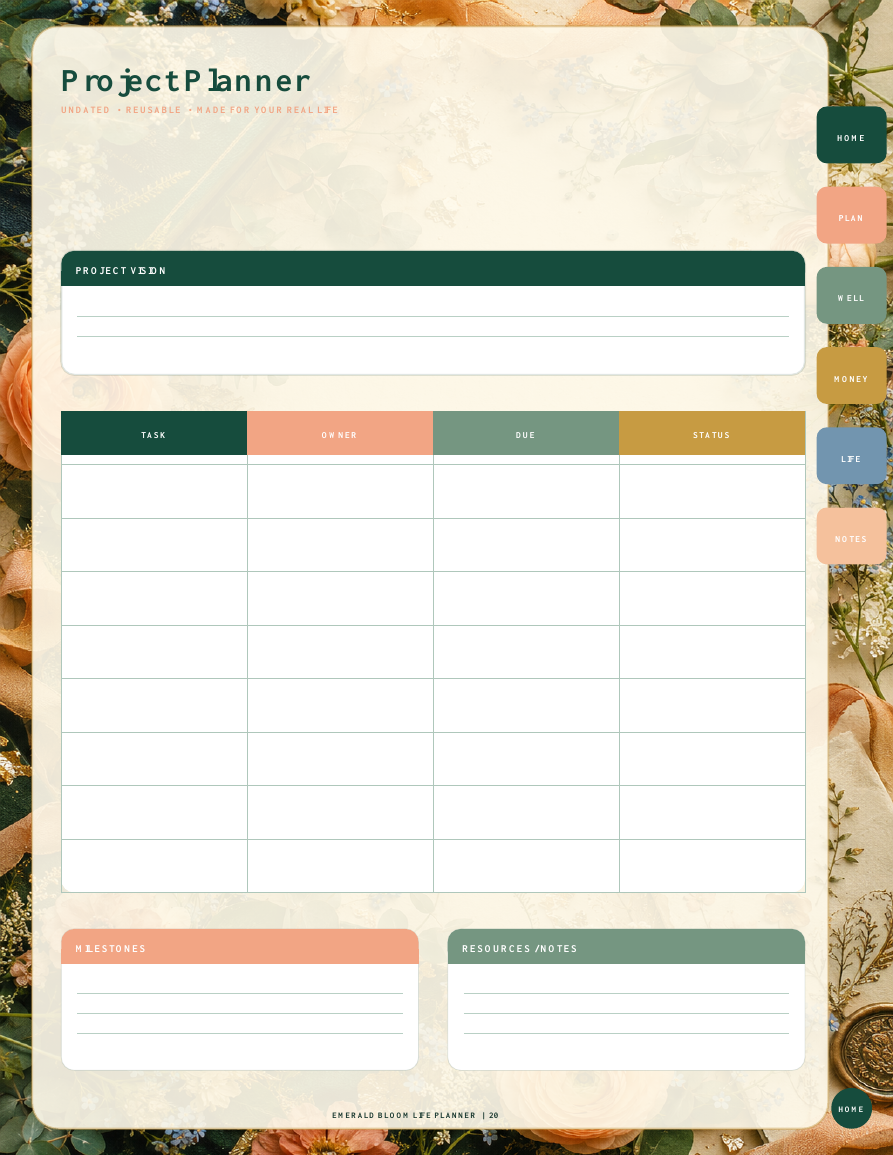 Emerald Bloom Life Planner