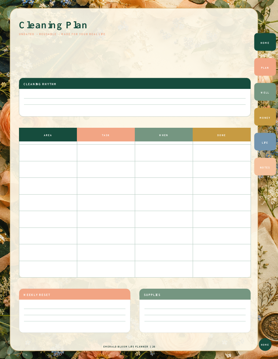 Emerald Bloom Life Planner