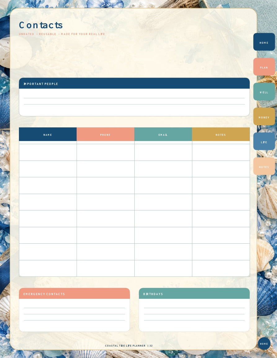 Coastal Tide Life Planner